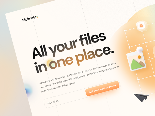 Moknote — Website hero header