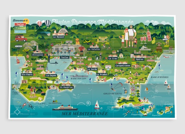 Toulon Provence Méditerranée Carte illustrée
